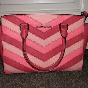 Michael Kors Pink Chevron Satchel